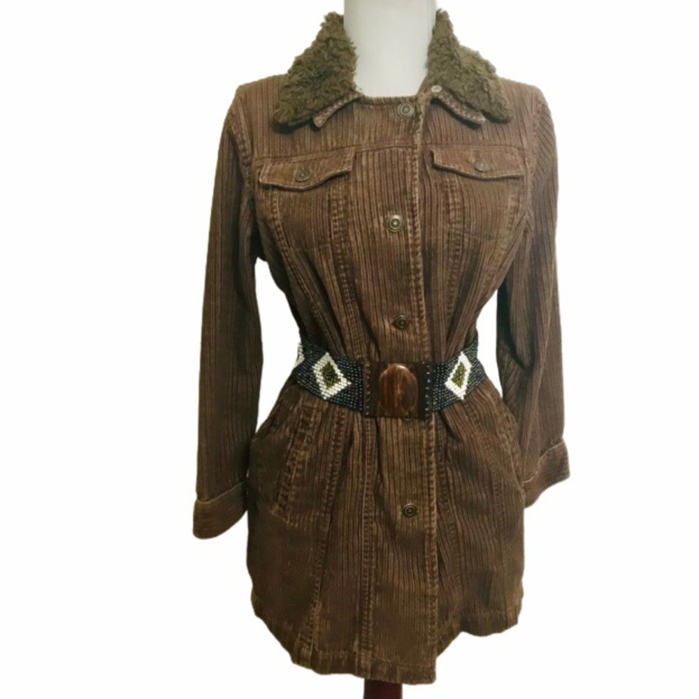 Cherokee Corduroy Coat w/Removable Faux Fur Collar | Small